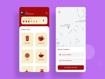 Dashboard and Find place concept screens for Coffee app preview picture