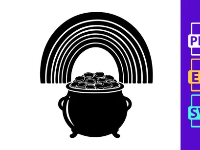 Halloween cauldron with rainbow smoke isolated on white background