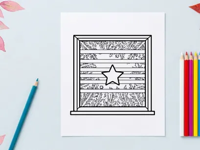 Ilustración de estrella navideña dibujada a mano en tablones de madera para decoración festiva