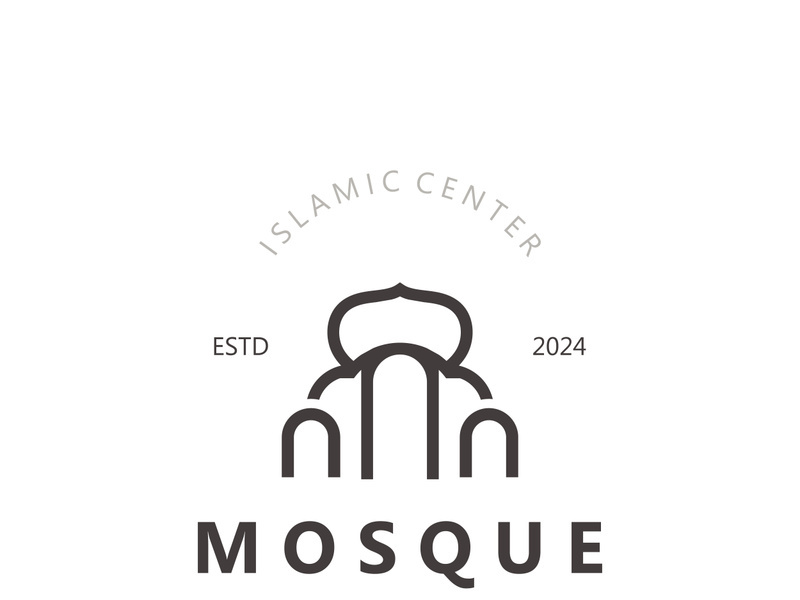 Mosque Logo design, simple islamic architecture, emblem symbol islamic center vector template