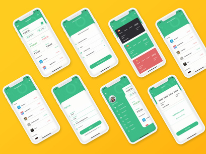 Wallet Banking app UI kit for XD