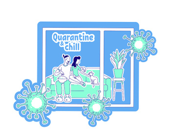 Quarantine and chill thin line concept vector illustration preview picture