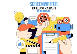 10 Screenwriter Vector Illustration