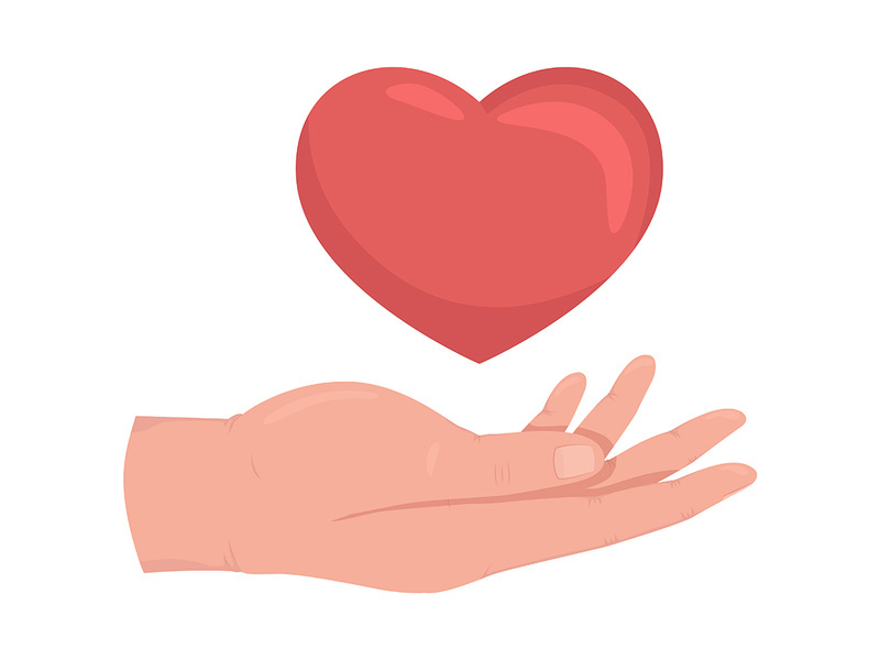 Love and support semi flat color vector hand gesture
