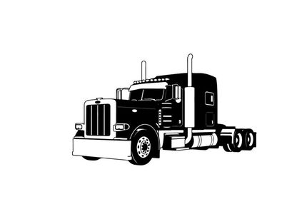 Silhouette of a large black semi truck with trailer