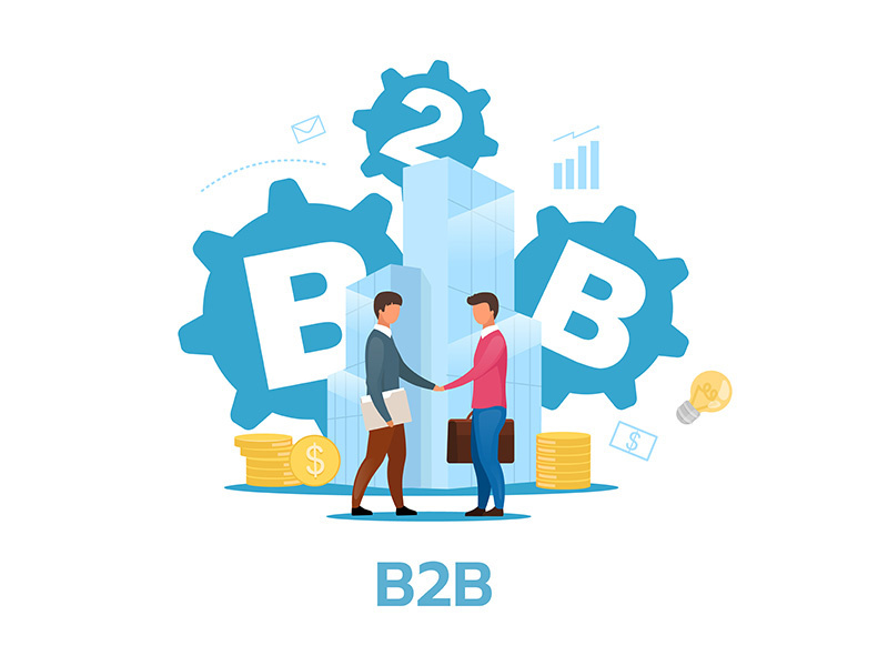 Business-to-business model flat vector illustration