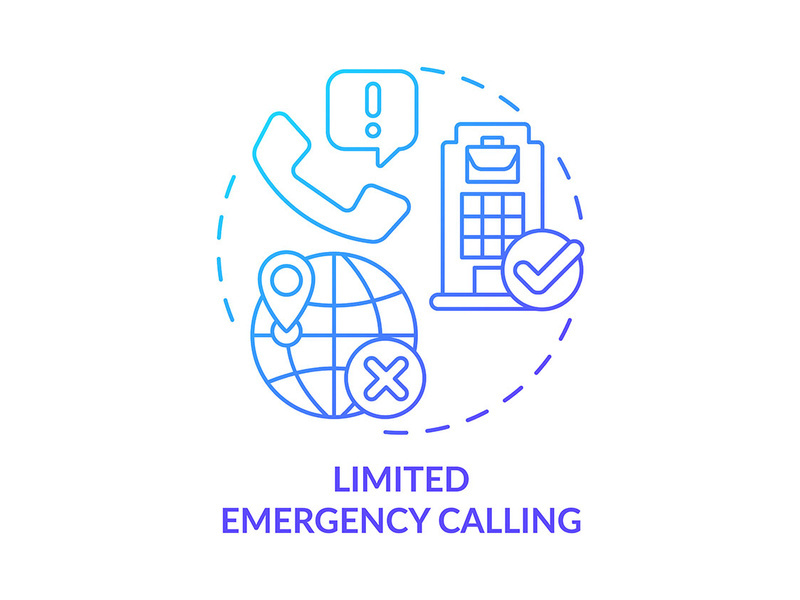 Limited emergency calling blue gradient concept icon