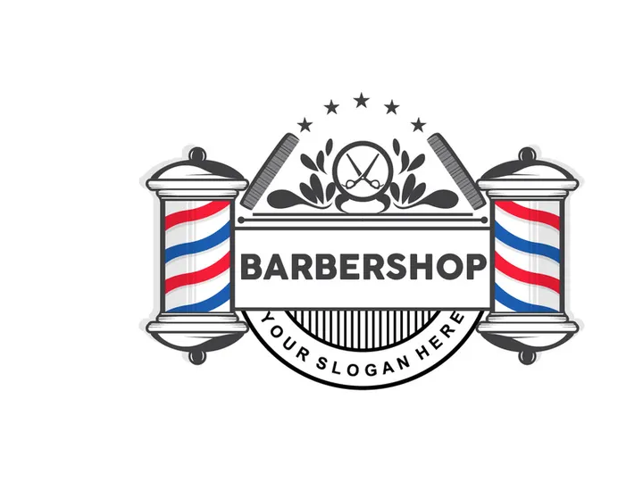 Barbershop Logo, Scissors Vector, Retro Vintage Minimalist