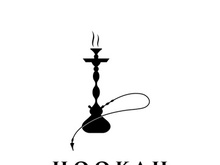 Isolated vintage hookah, shisha or waterpipe logo for club, bar, cafe and shop.