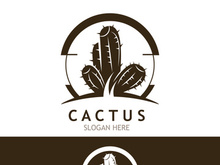 Vintage Cactus tree plant Logo nature design, desert plant vector illustration