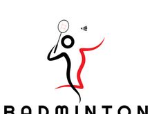Modern Badminton logo design with Dynamic Shuttlecock and Racket, for championship, sport, sports shop, badminton school, business, company, tournament