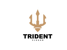 Neptune Poseidon Trident Logo, Spear Simple Vintage Template Design