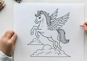 Flying white unicorn with wings vector illustration flat design