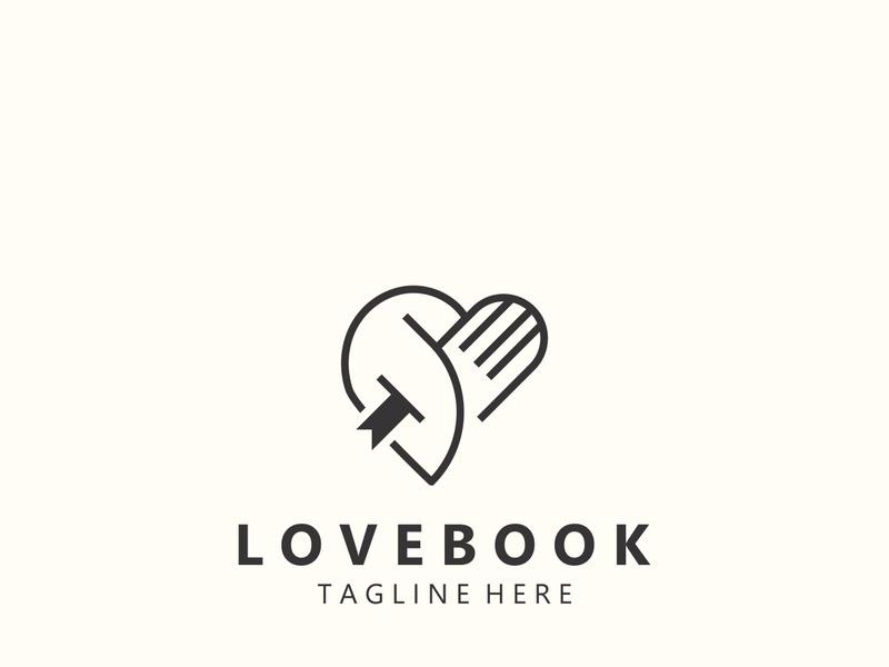Love combines Book logo shape Symbol Design Template Style illustration