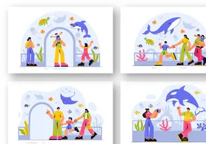9 Aquarium Vector Illustration
