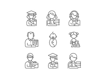 Age and gender differences linear icons set preview picture