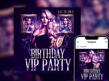 Free Elegant Splash Birthday Party Instagram Post Template preview picture