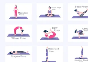 30 Yoga Poses and Fitness Exercises Illustration