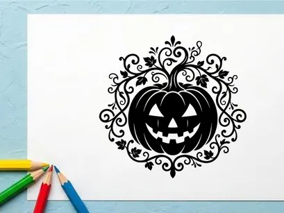 Halloween Pumpkin Jack-o'-Lantern with Spooky Face for Fall Decor