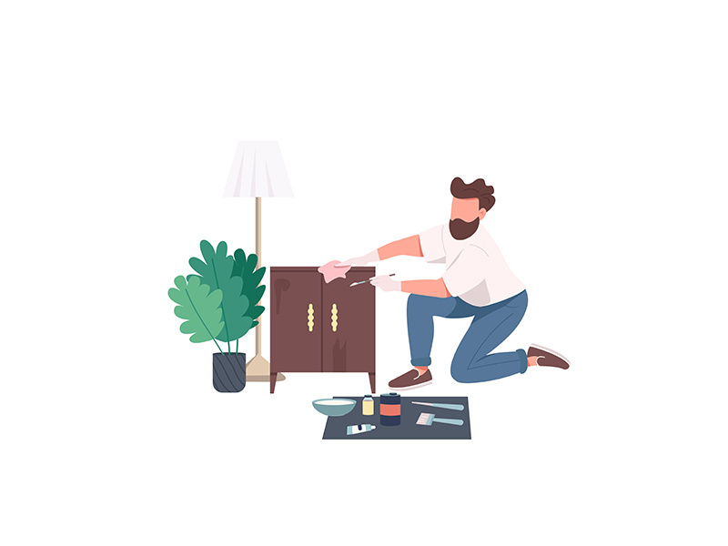 Craftsman flat color vector faceless character
