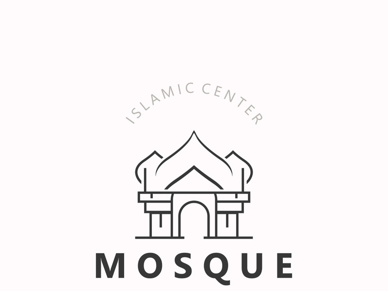 Mosque Logo design, simple islamic architecture, emblem symbol islamic center vector template