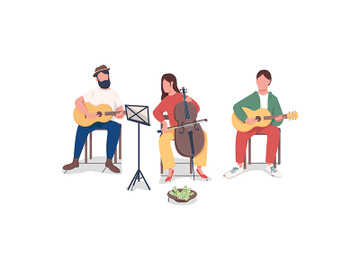 People playing music flat color vector faceless character preview picture