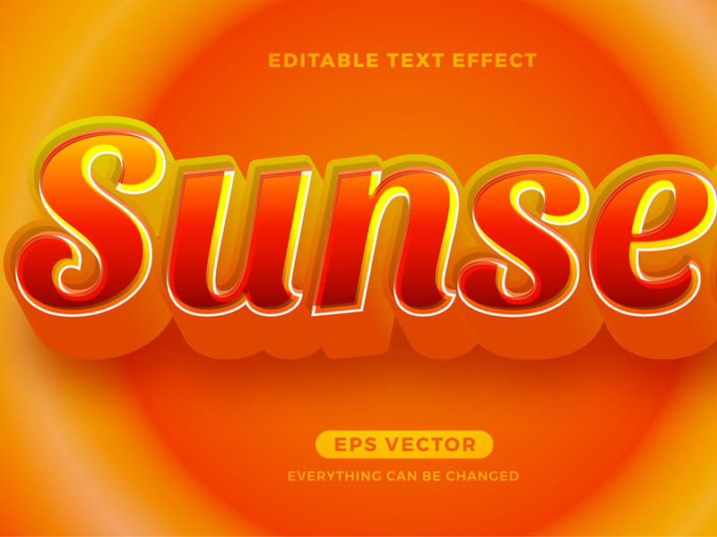 Sunset editable text effect style vector