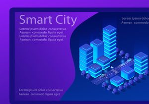Isometric city set of violet colors