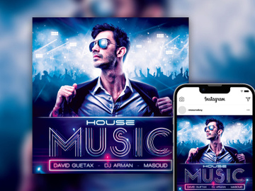 Free Fabulous Futuristic Neon DJ Party Instagram Post Template preview picture