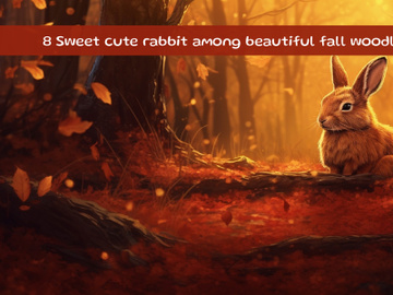 Sweet cute rabbit among beautiful fall woodlands preview picture