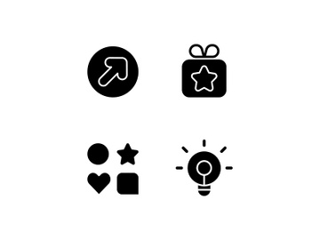 Mobile application comfortable interface black glyph icons set on white space preview picture