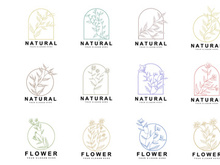 Simple Botanical Leaf and Flower Logo, Vector Natural Line Style, Decoration Design, Banner, Flyer, Wedding Invitation, and Product Branding