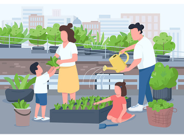 Family activity flat color vector illustration preview picture