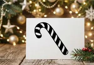 Black and white striped candy cane isolated on a clean white background