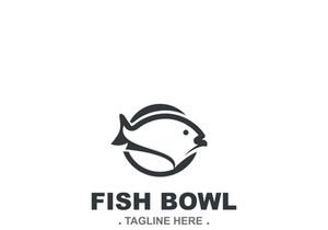Fish bowl logo design, restaurant logo symbol minimal illustration design