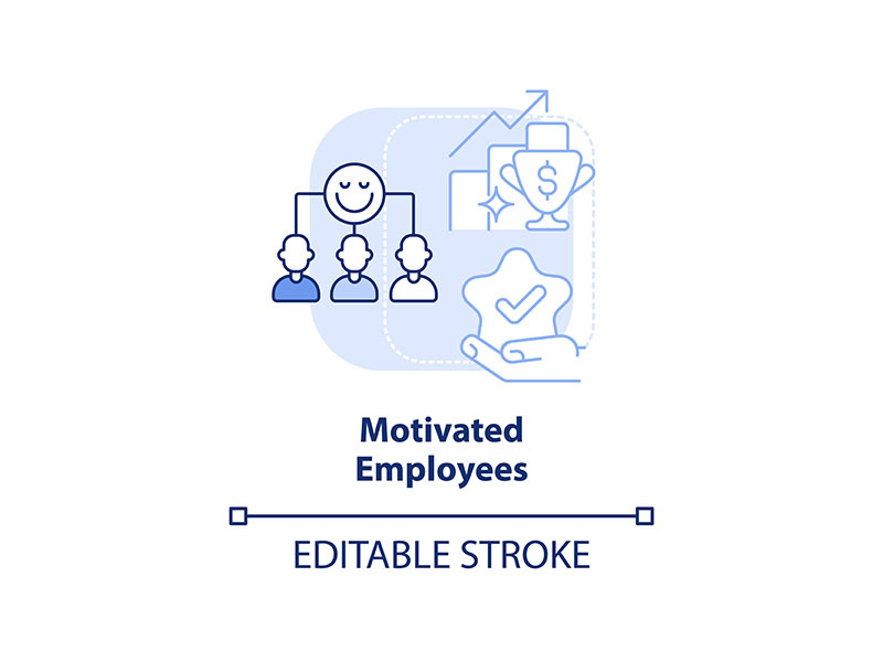Motivated employees light blue concept icon