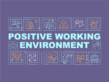 Positive workplace culture word concepts purple banner preview picture