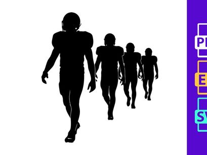 American football players in motion silhouette illustration