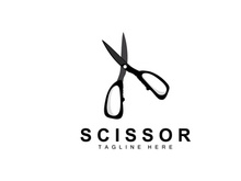 Scissors Logo Design, Barbershop Shaver Vector, Babershop Scissors Brand Illustration