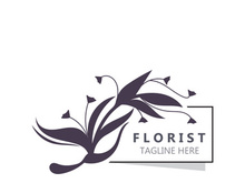 Florist logo beautiful floral leaf and flower vector art, icon graphic decoration business wedding template