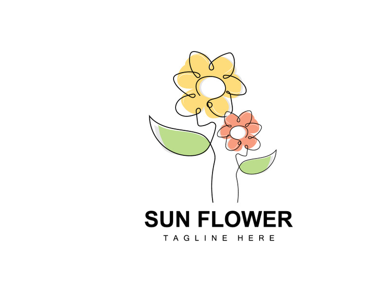 Sunflower Logo Design, Ornamental Plant Garden Plant Icon Vector, Company Product Brand