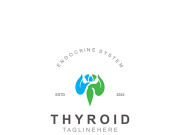 Thyroid Gland human Endocrine System structure logo thyroid care simple template design