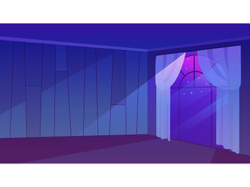 Moon rays shedding light in empty room flat vector illustration preview picture
