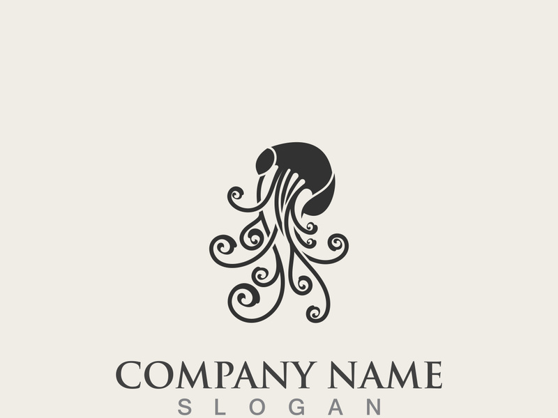 Jellyfish icon illustration design, simple logo template vector