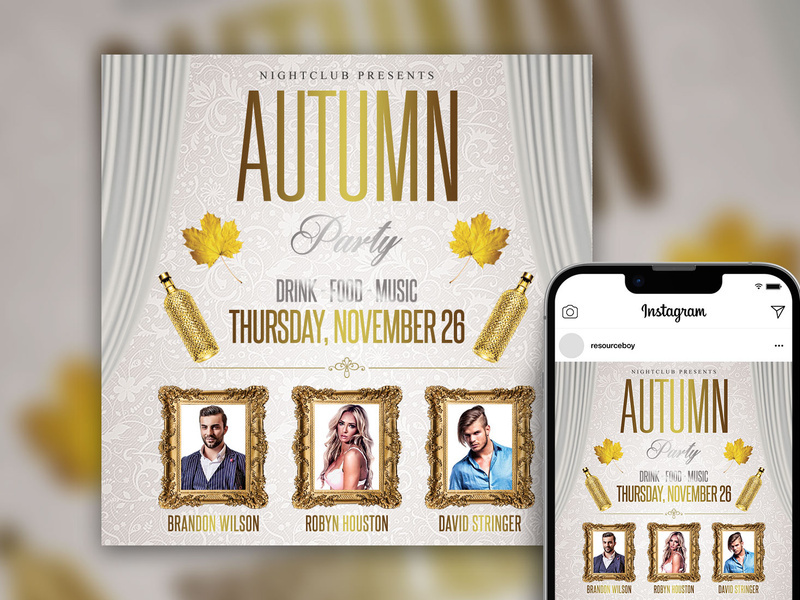 Free Luxury Autumn Club Party Instagram Post Template