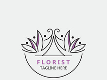 Florist logo beautiful floral leaf and flower vector art, icon graphic decoration business wedding template