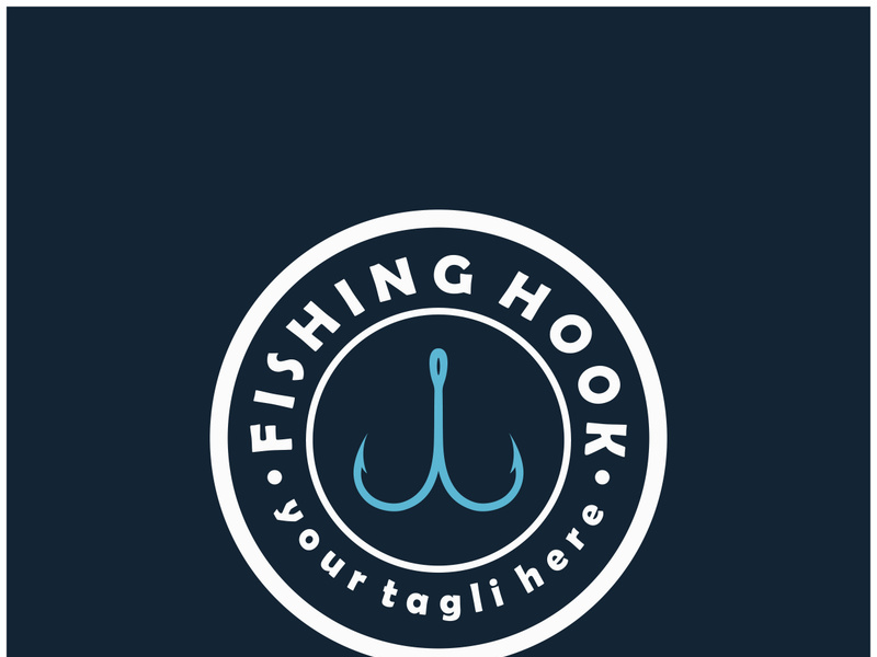 fishing hook logo design, fishing bait, fishing shop, tournament, angler, fishing community