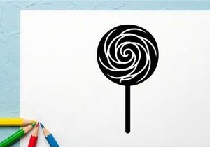 Black and White Swirling Lollipop on Stick for Candy and Dessert Themes