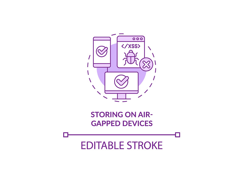 Storing on air-gapped devices purple concept icon