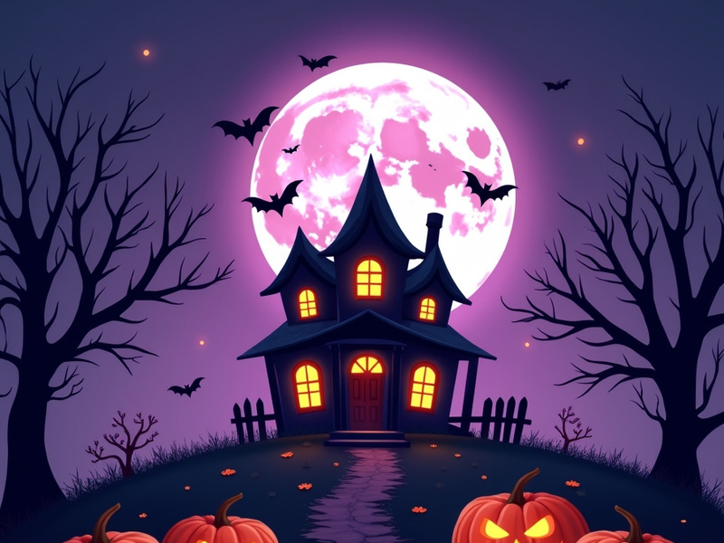 A presentation image depicting a spooky halloween scene.